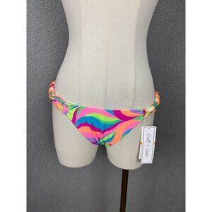 Salt + Cove Juniors' Foil Print Ruffle-Trim Hipster Bikini Bottom Multi Sm. NWTs